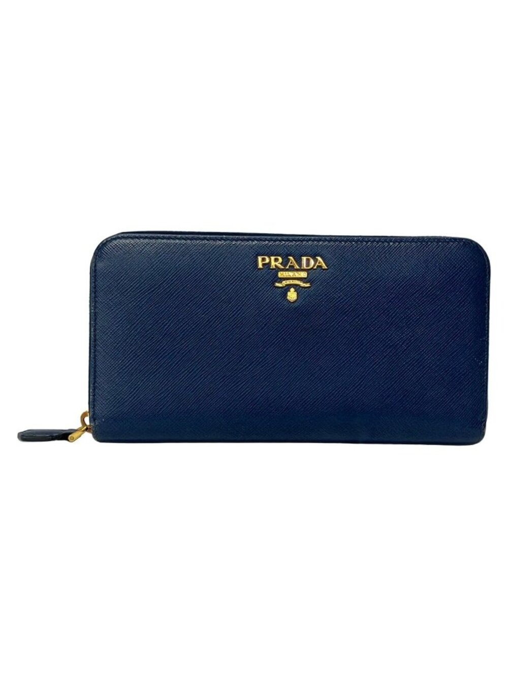 Prada Wallet Navy Zip Around Leather